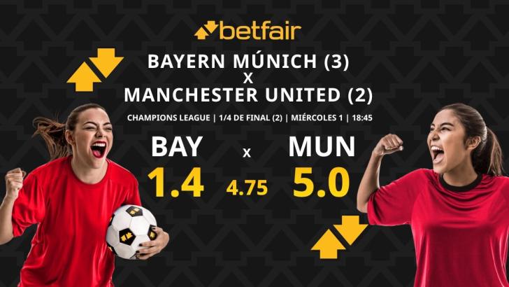 Bayern Múnich - Manchester United: horario, dónde ver, pronósticos, estadísticas y cuadro