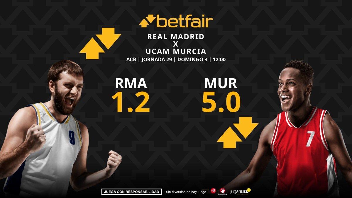 Real Madrid - UCAM Murcia: horario, dónde ver, pronósticos, estadísticas y clasificación