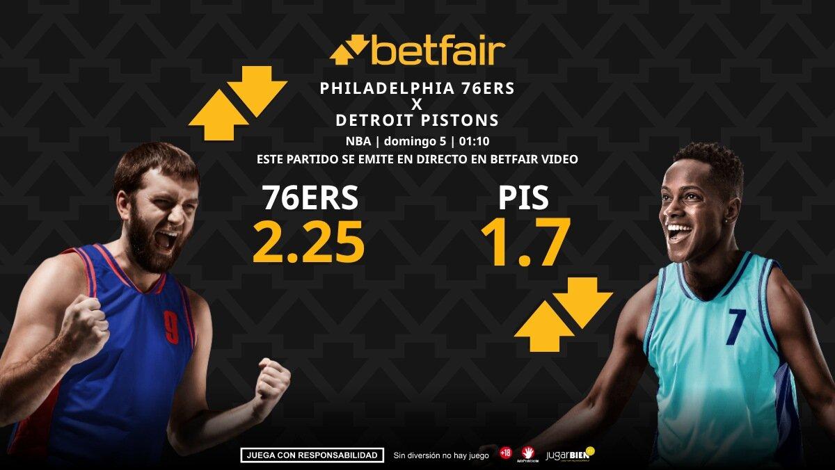 Philadelphia 76ers - Detroit Pistons: horario, dónde ver, pronósticos y estadísticas
