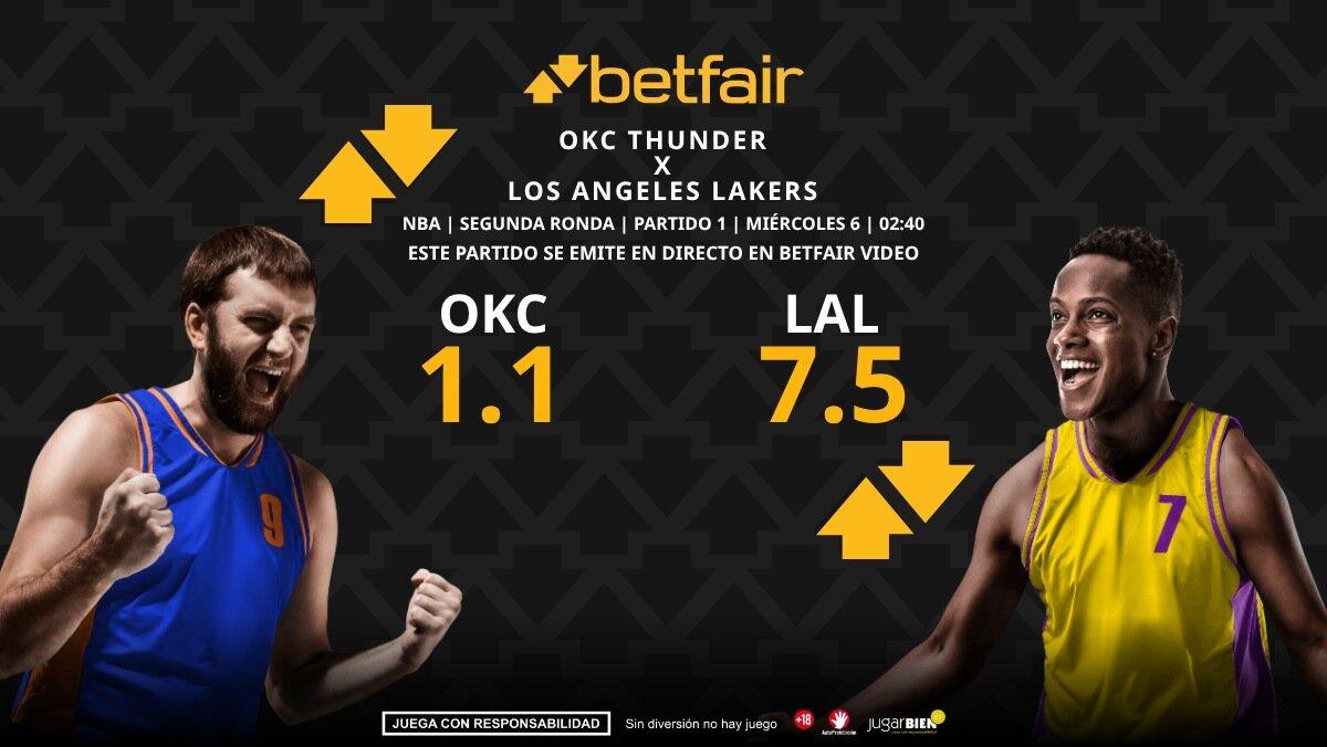 Oklahoma City Thunder - Los Angeles Lakers (partido 1): horario, dónde ver, pronósticos, estadísticas y cuadro