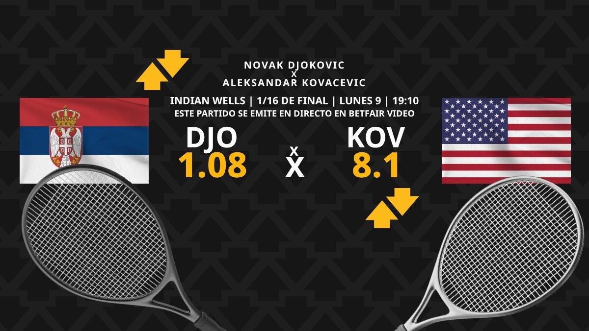 Novak Djokovic - Aleksandar Kovacevic: horario, dónde ver, estadísticas y pronósticos