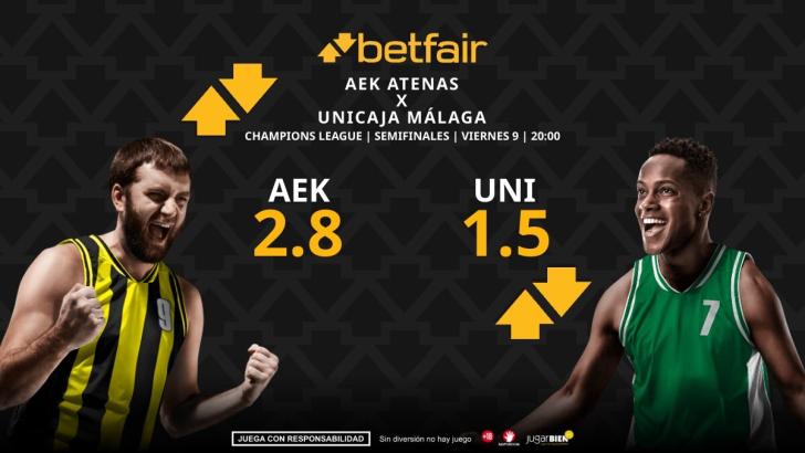 AEK Atenas vs. Unicaja Málaga: horario, TV, estadísticas, cuadro y pronósticos