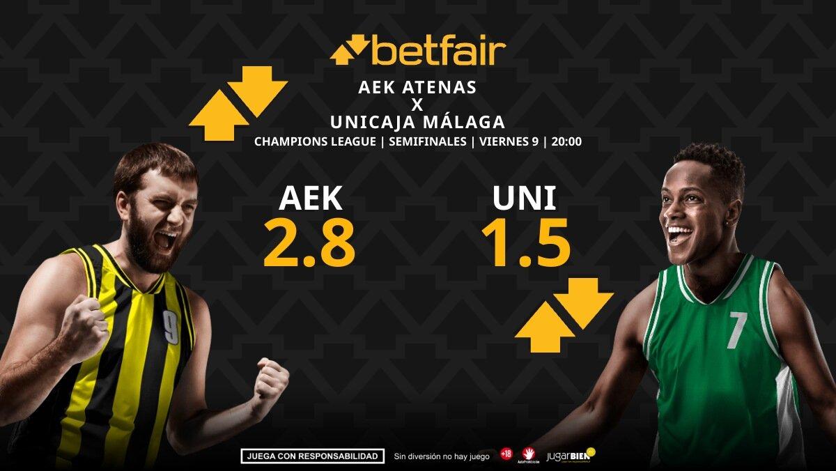 AEK Atenas vs. Unicaja Málaga: horario, TV, estadísticas, cuadro y pronósticos