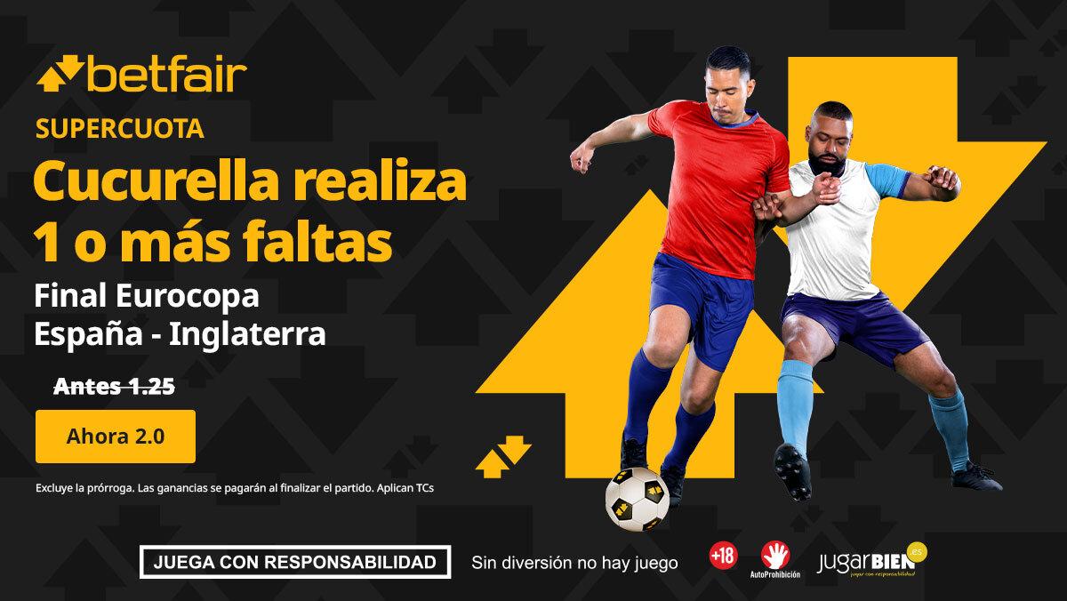 ¡Supercuota de Betfair! Cucurella realiza 1 o más faltas a cuota 2.0