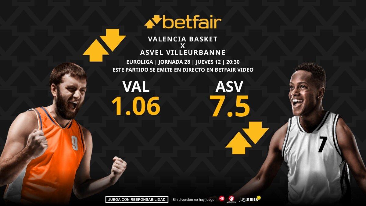 Valencia Basket - ASVEL Villeurbanne: horario, dónde ver, estadísticas, pronósticos y clasificación