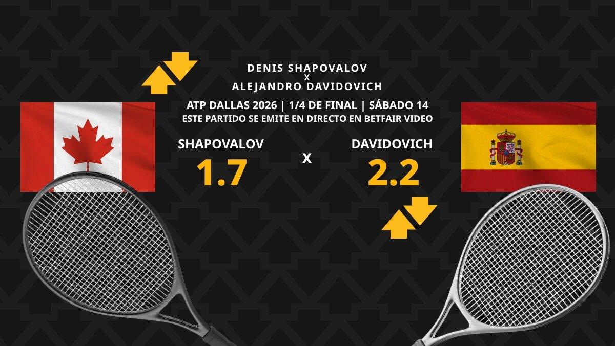 Denis Shapovalov - Alejandro Davidovich: horario, dónde ver, estadísticas y pronósticos