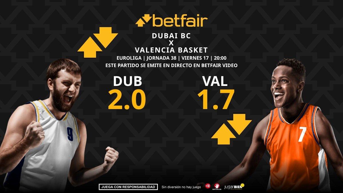 Dubai BC - Valencia Basket: horario, dónde ver, pronósticos, estadísticas y clasificación