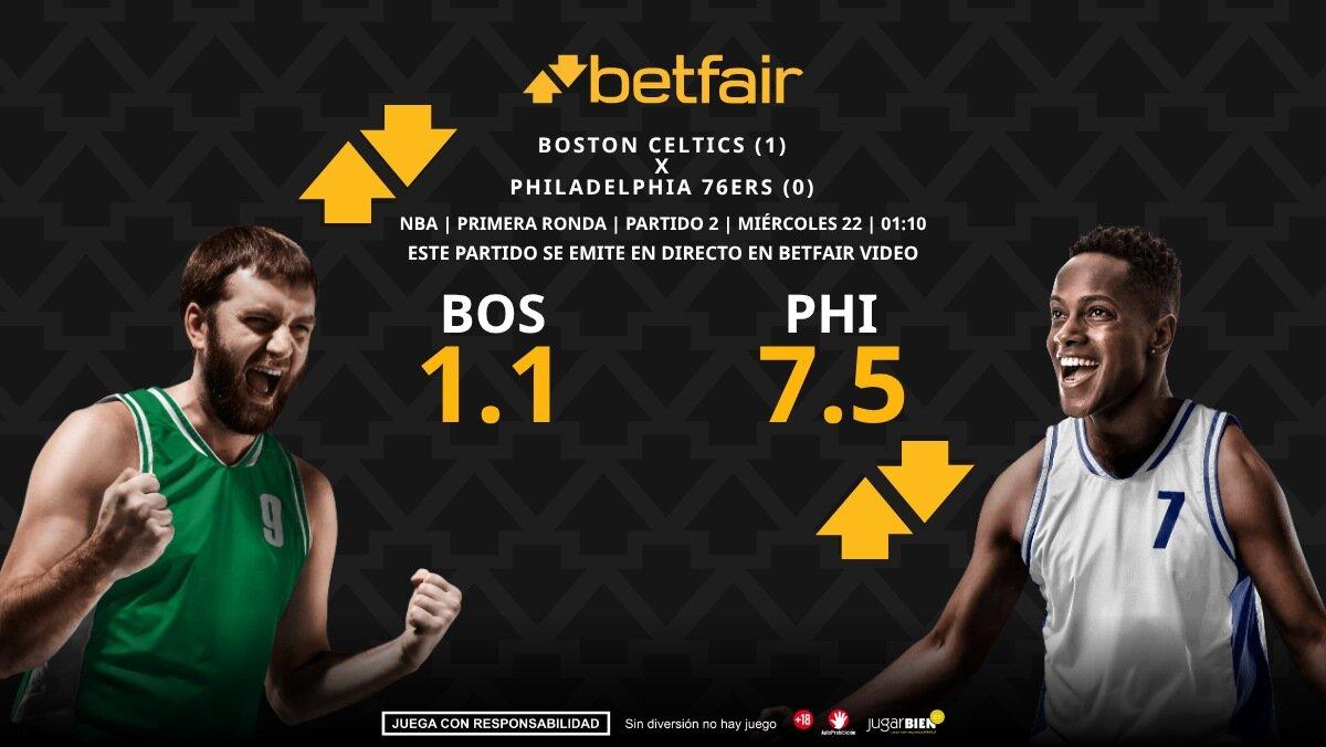 Boston Celtics - Philadelphia 76ers (partido 2): horario, dónde ver, pronósticos, estadísticas y cuadro