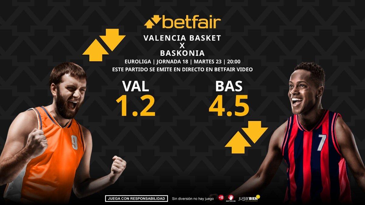 Valencia Basket vs. Baskonia: horario, dónde ver, pronósticos y clasificación