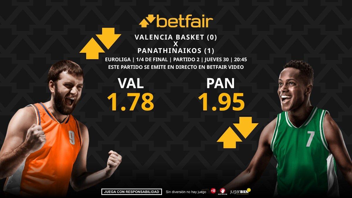 Valencia Basket - Panathinaikos (partido 2): horario, dónde ver, pronósticos, estadísticas y cuadro