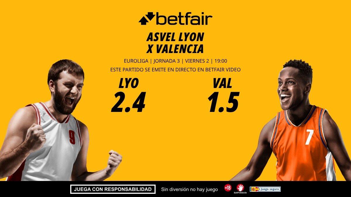 ASVEL Villeurbanne - Valencia Basket: horario, dónde ver, bajas, estadísticas y pronósticos