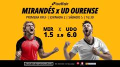 Mirandés - UD Ourense: alineaciones, horario, dónde ver, pronósticos y estadísticas