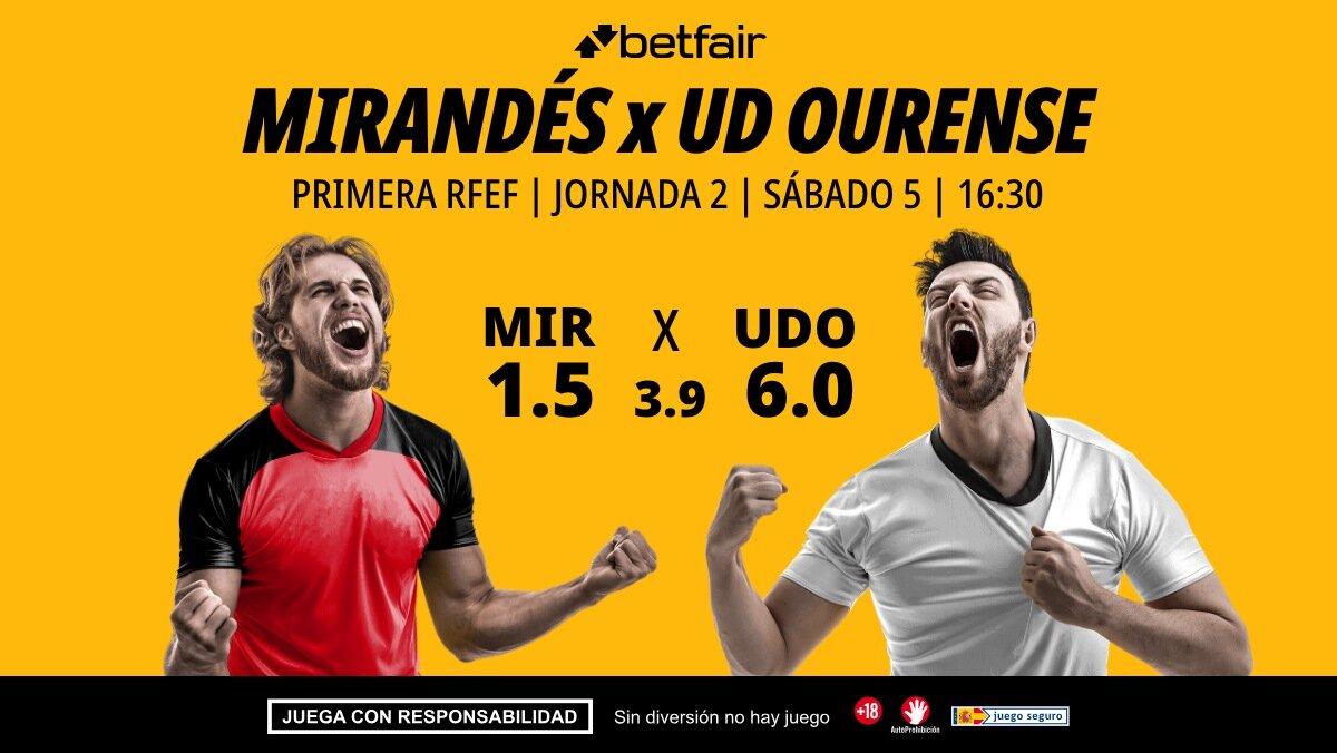 Mirandés - UD Ourense: alineaciones, horario, dónde ver, pronósticos y estadísticas