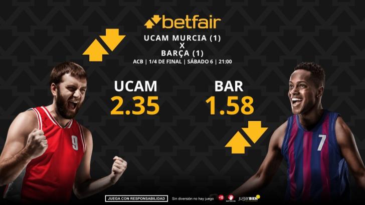UCAM Murcia - Barça (partido 3): horario, dónde ver, pronósticos, estadísticas y cuadro