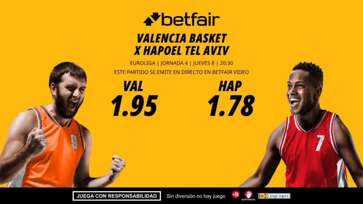 Valencia Basket - Hapoel Tel Aviv: horario, dónde ver, bajas, estadísticas y pronósticos