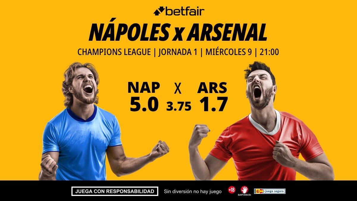 Nápoles - Arsenal: alineaciones, horario, dónde ver, pronósticos y estadísticas