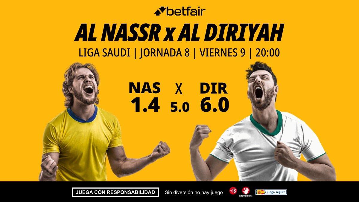Al Nassr - Al Diriyah: alineaciones, horario, dónde ver, pronósticos y estadísticas