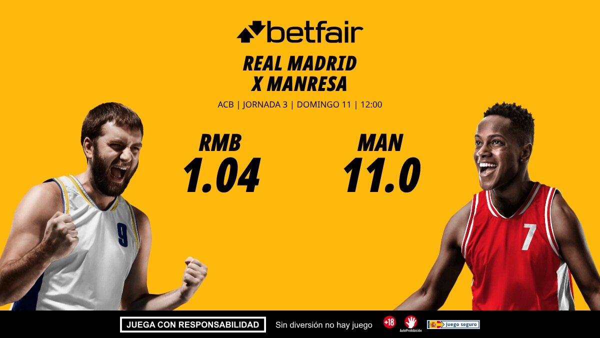 Real Madrid - Kids&Us Manresa: horario, dónde ver, bajas, estadísticas y pronósticos