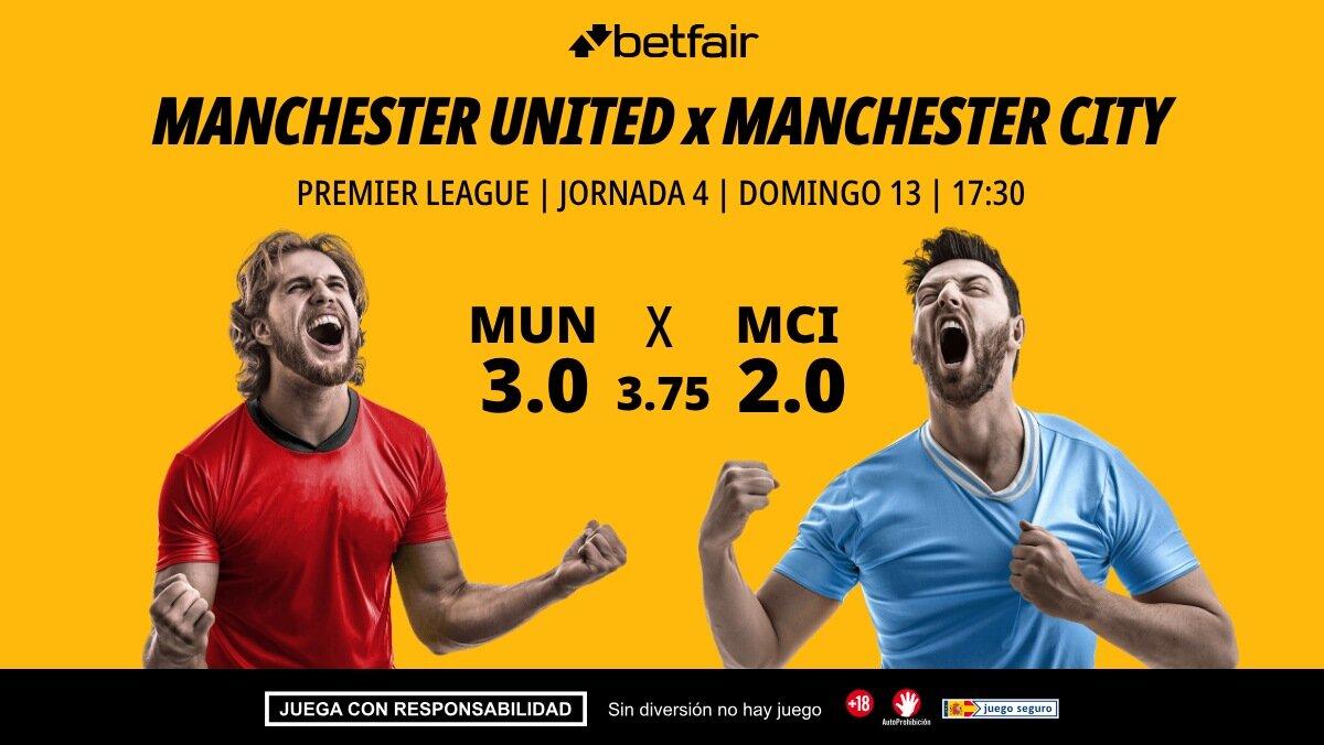 Manchester United - Manchester City: alineaciones, horario, dónde ver, pronósticos y estadísticas