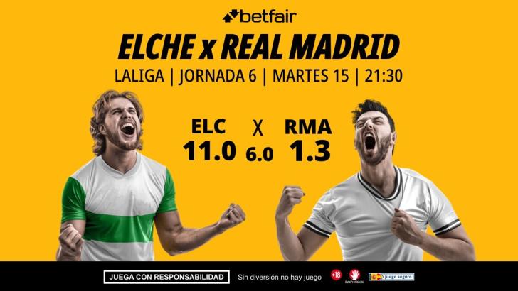 Elche - Real Madrid: alineaciones, horario, dónde ver, pronósticos y estadísticas