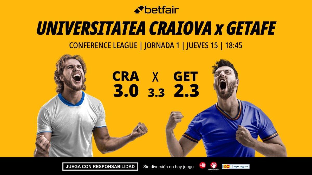 Universitatea Craiova - Getafe: alineaciones, horario, dónde ver, pronósticos y estadísticas