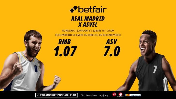 Real Madrid - ASVEL Villeurbanne: horario, dónde ver, bajas, estadísticas y pronósticos