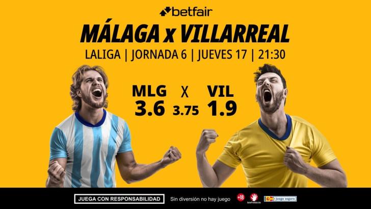 Málaga - Villarreal: alineaciones, horario, dónde ver, pronósticos y estadísticas