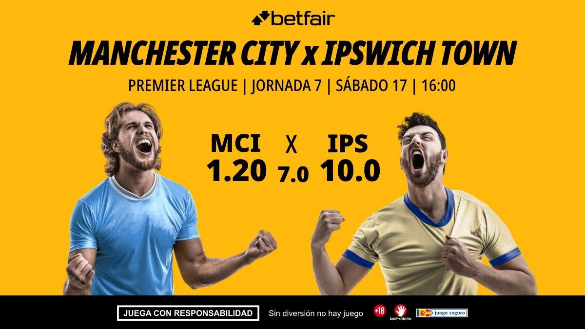 Manchester City - Ipswich Town: alineaciones, horario, dónde ver, pronósticos y estadísticas