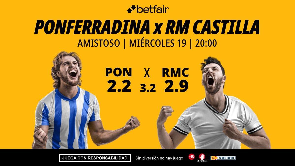 Ponferradina - Real Madrid Castilla: alineaciones, horario, dónde ver, pronósticos y estadísticas