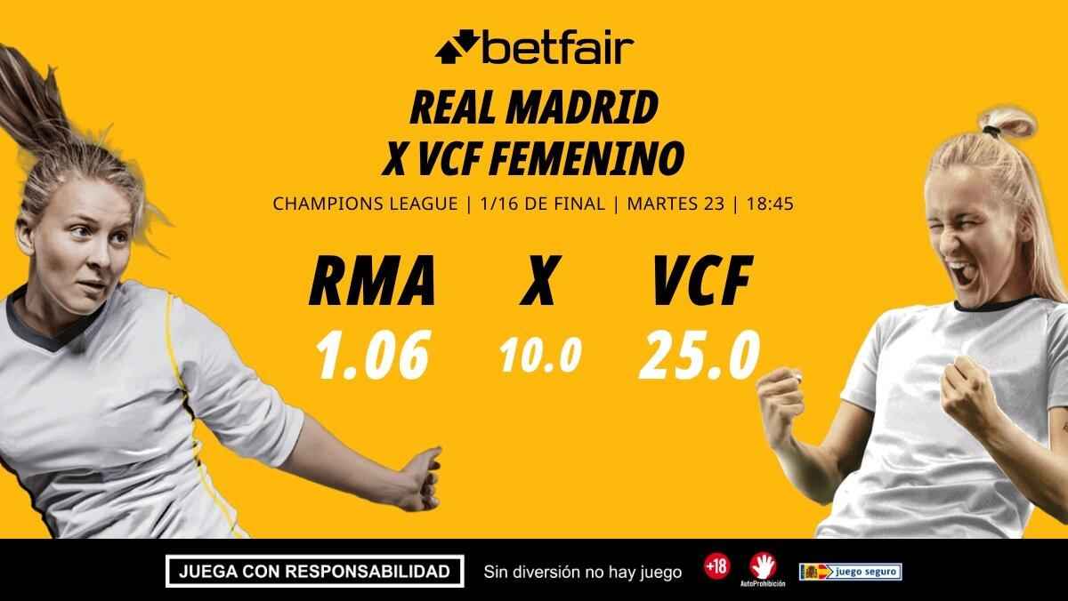 Real Madrid - VCF Femenino: alineaciones, horario, dónde ver, pronósticos y estadísticas