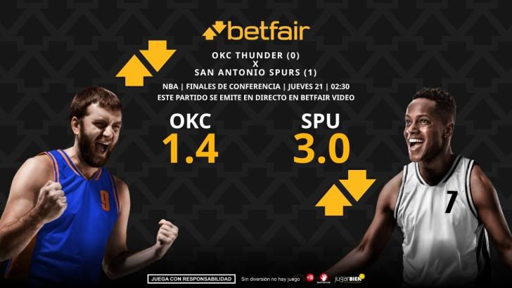 Oklahoma City Thunder - San Antonio Spurs (partido 2): horario, dónde ver, pronósticos, estadísticas y cuadro