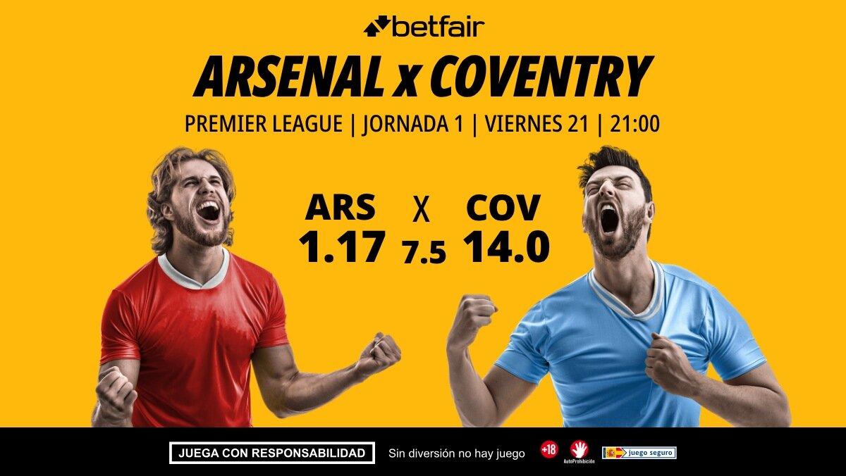 Arsenal - Coventry: alineaciones, horario, dónde ver, pronósticos y estadísticas