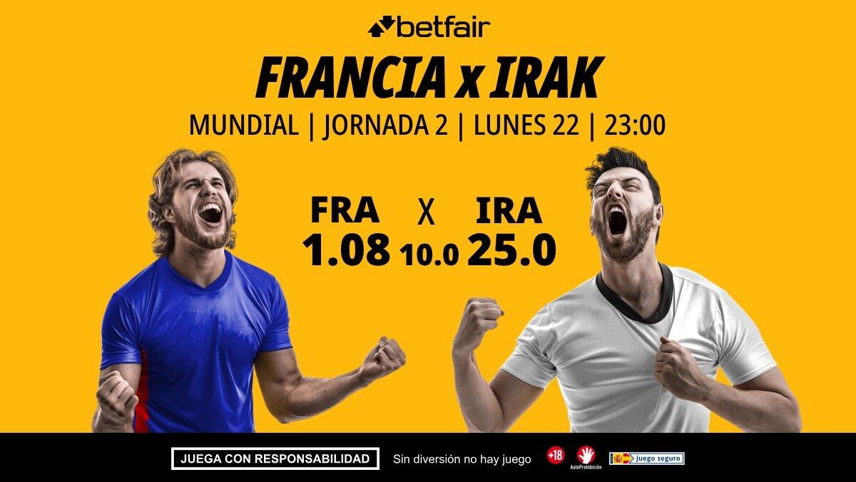 Francia - Irak: alineaciones, horario, dónde ver, pronósticos y estadísticas