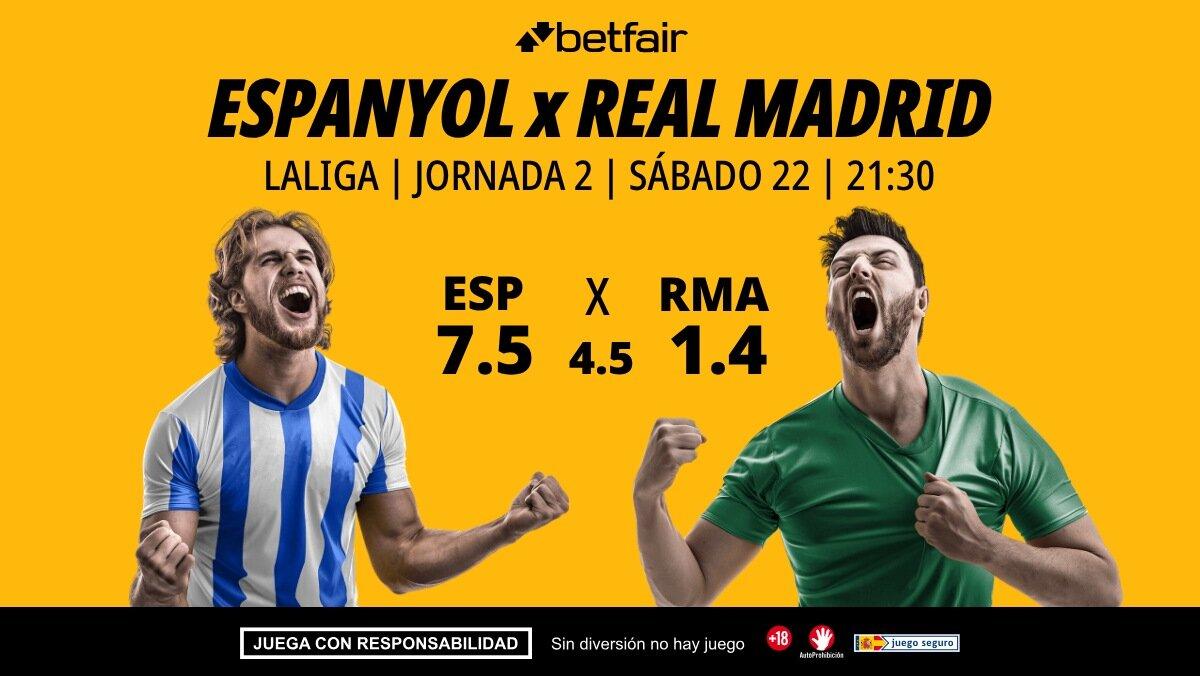Espanyol - Real Madrid: alineaciones, horario, dónde ver, pronósticos y estadísticas
