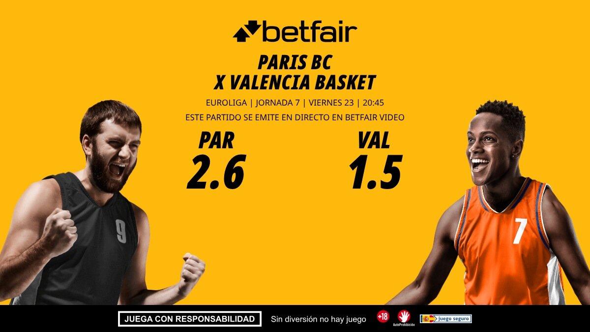 Paris - Valencia Basket: horario, dónde ver, bajas, estadísticas y pronósticos