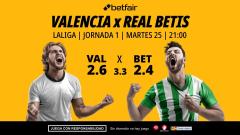 Valencia - Betis: alineaciones, horario, dónde ver, pronósticos y estadísticas