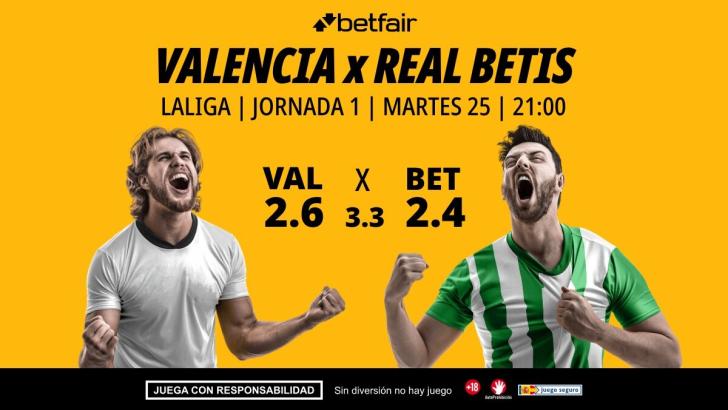Valencia - Betis: alineaciones, horario, dónde ver, pronósticos y estadísticas
