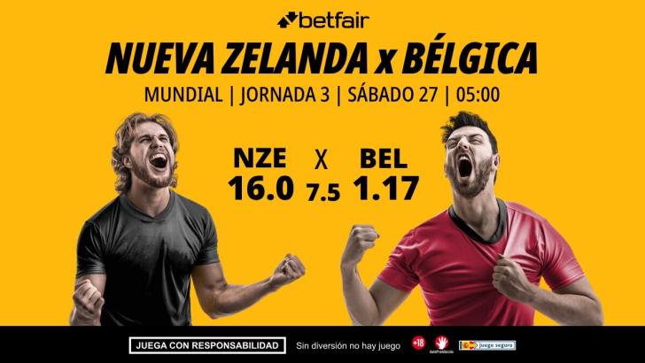 Nueva Zelanda - Bélgica: alineaciones, horario, dónde ver, pronósticos y estadísticas