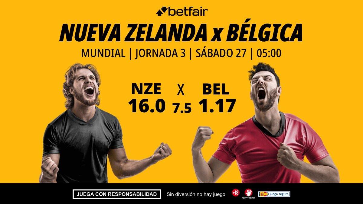 Nueva Zelanda - Bélgica: alineaciones, horario, dónde ver, pronósticos y estadísticas