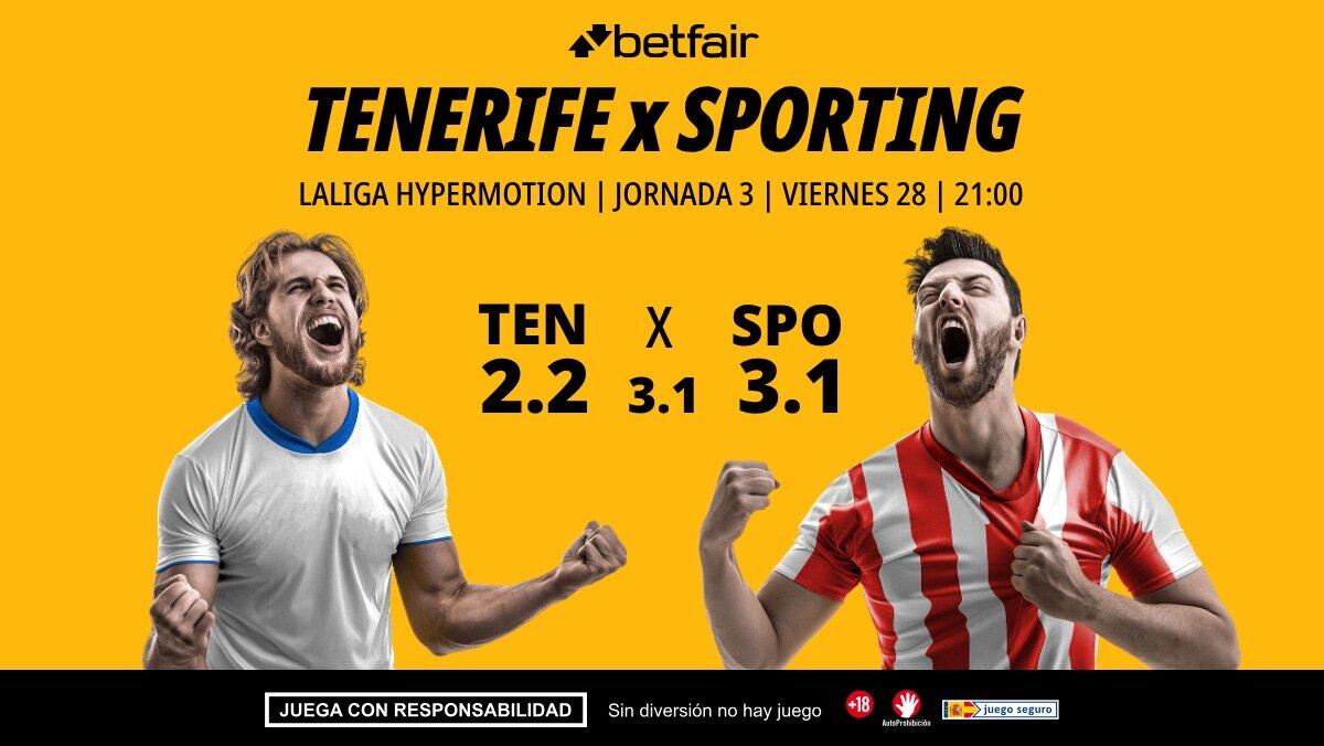 Tenerife - Real Sporting: alineaciones, horario, dónde ver, pronósticos y estadísticas