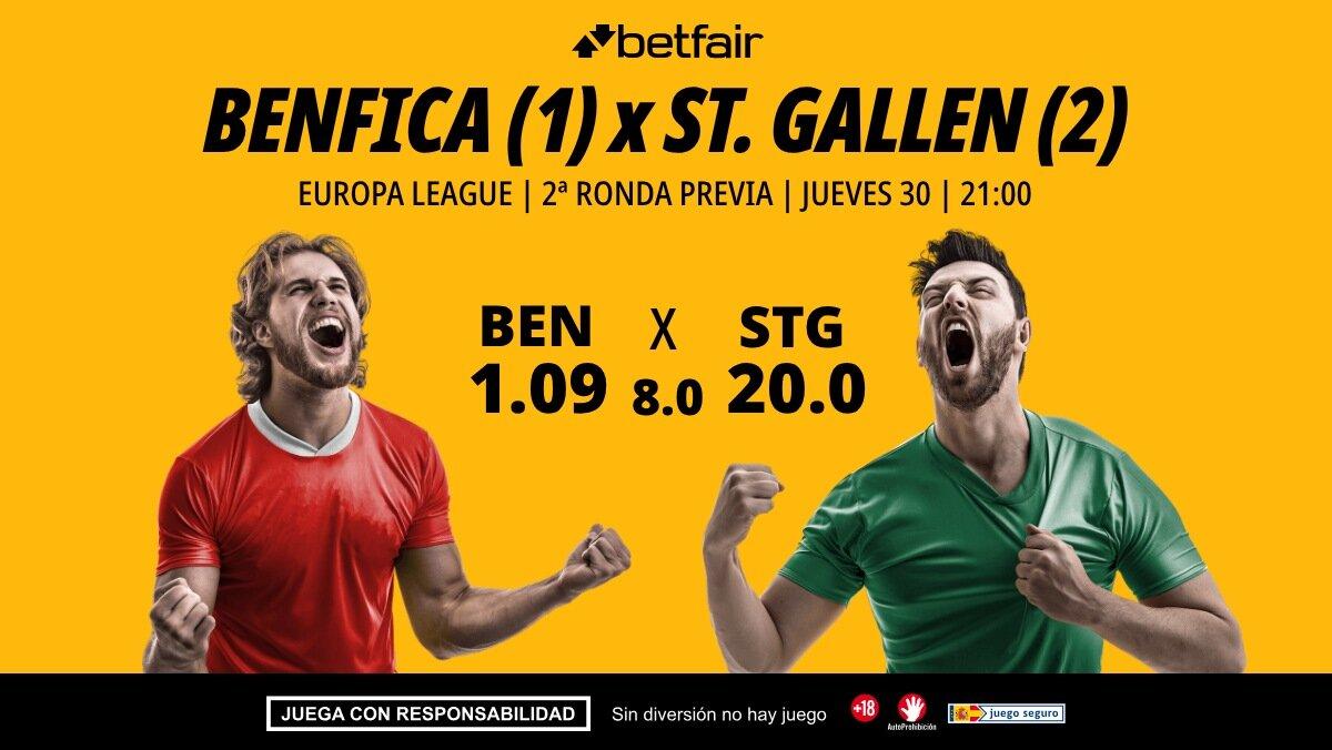 Benfica - St. Gallen: alineaciones, horario, dónde ver, pronósticos y estadísticas
