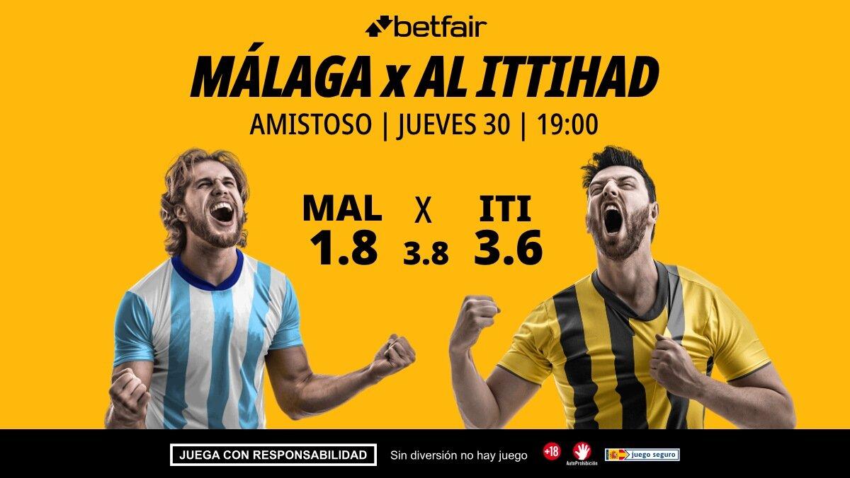 Málaga - Al Ittihad: alineaciones, horario, dónde ver, pronósticos y estadísticas