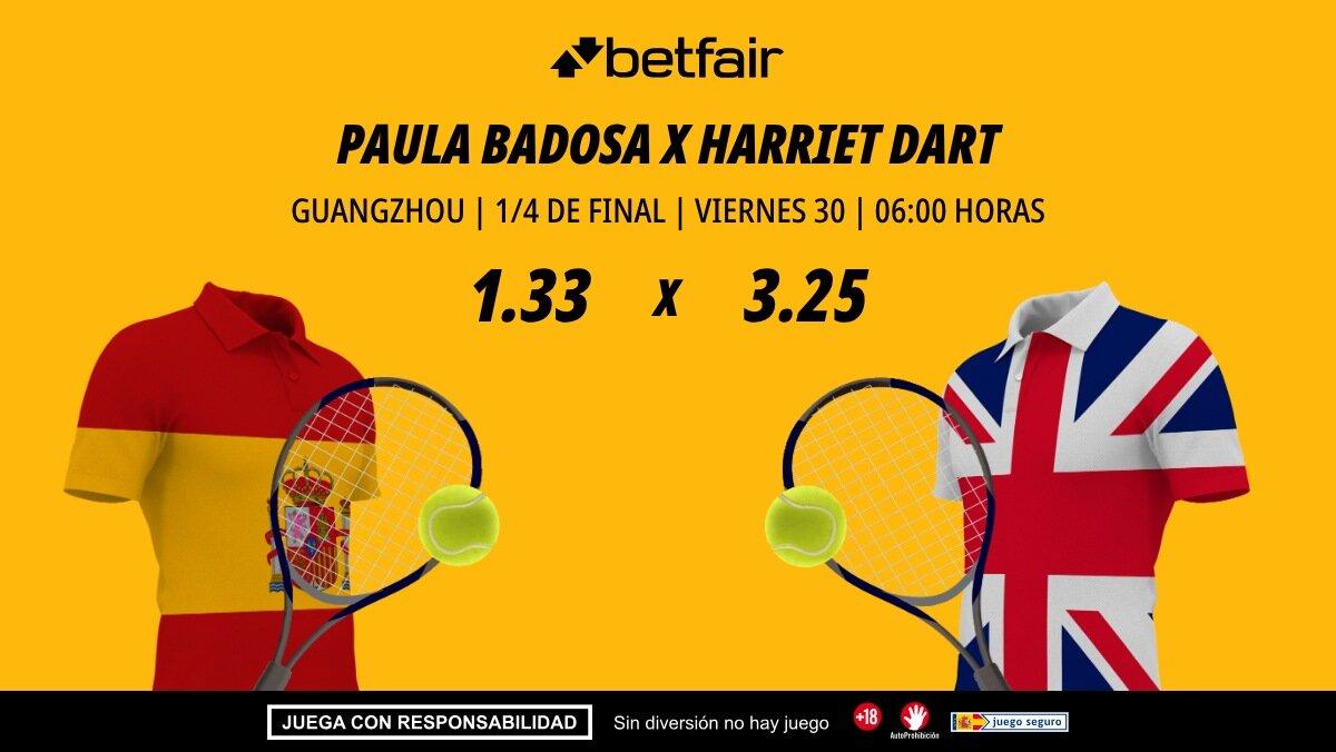 Paula Badosa - Harriet Dart: horario, dónde ver, estadísticas y pronósticos