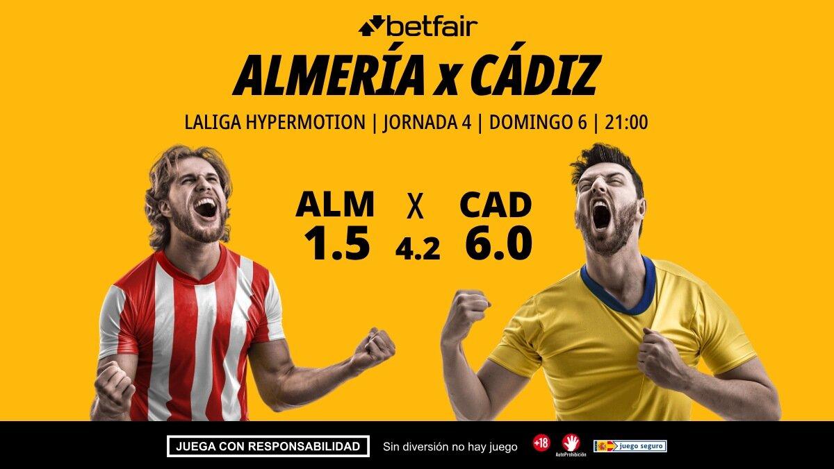 Almería - Cádiz: alineaciones, horario, dónde ver, pronósticos y estadísticas