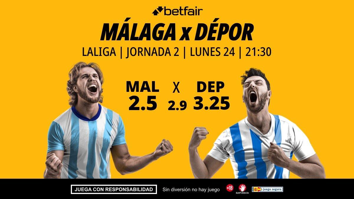 Málaga - Deportivo: alineaciones, horario, dónde ver, pronósticos y estadísticas