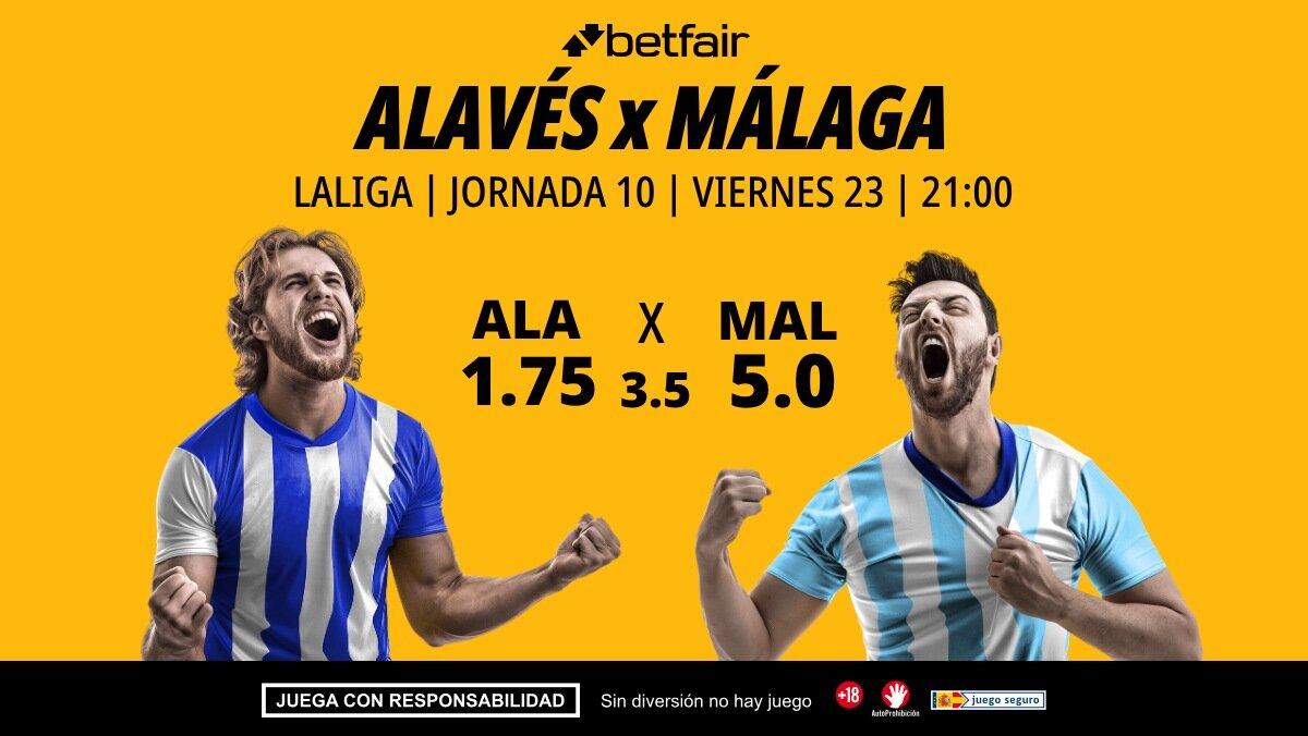 Alavés - Málaga: alineaciones, horario, dónde ver, pronósticos y estadísticas