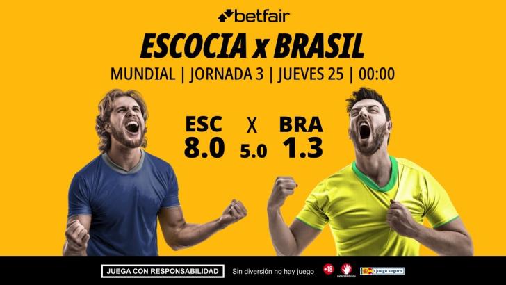 Escocia - Brasil: alineaciones, horario, dónde ver, pronósticos y estadísticas