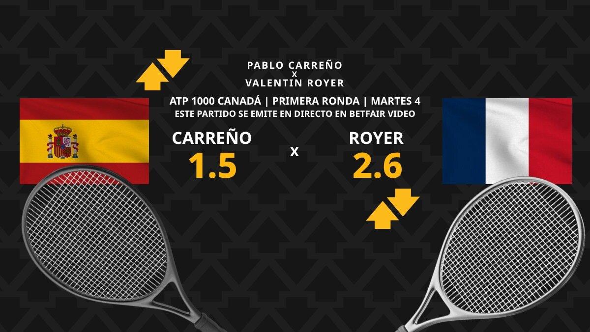 Pablo Carreño Busta - Valentin Royer: horario, dónde ver, estadísticas y pronósticos