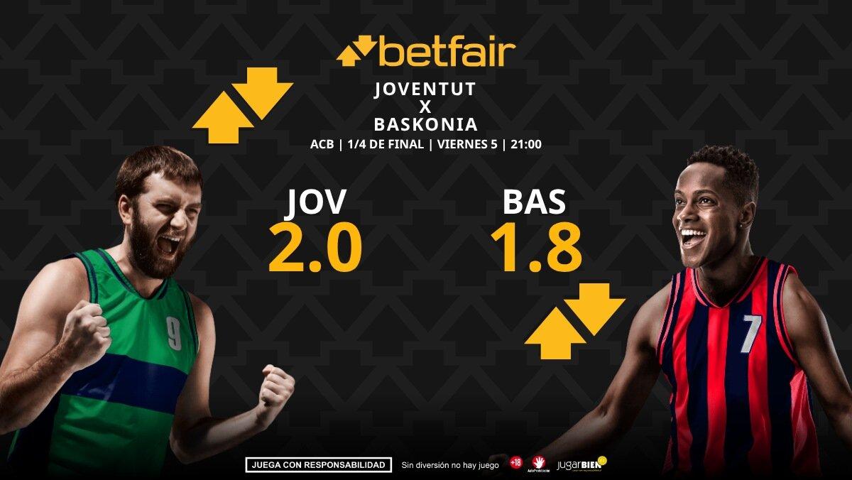 Joventut - Baskonia (partido 2): horario, dónde ver, pronósticos, bajas y estadísticas