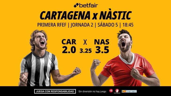 Cartagena - Nàstic: alineaciones, horario, dónde ver, pronósticos y estadísticas